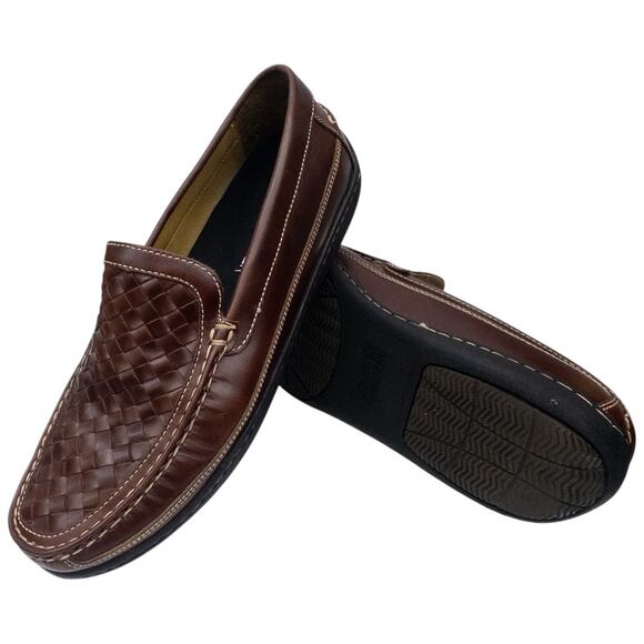 Johnston & Murphy Tidwell Mens Brown Woven Sheepskin Leather Loafers Size 10.5 - Picture 1 of 8
